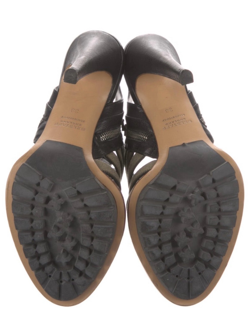 Belstaff Pelham Army Green Canvas & Black Leather Slingback Sandals Sz 8 - Picture 5 of 7